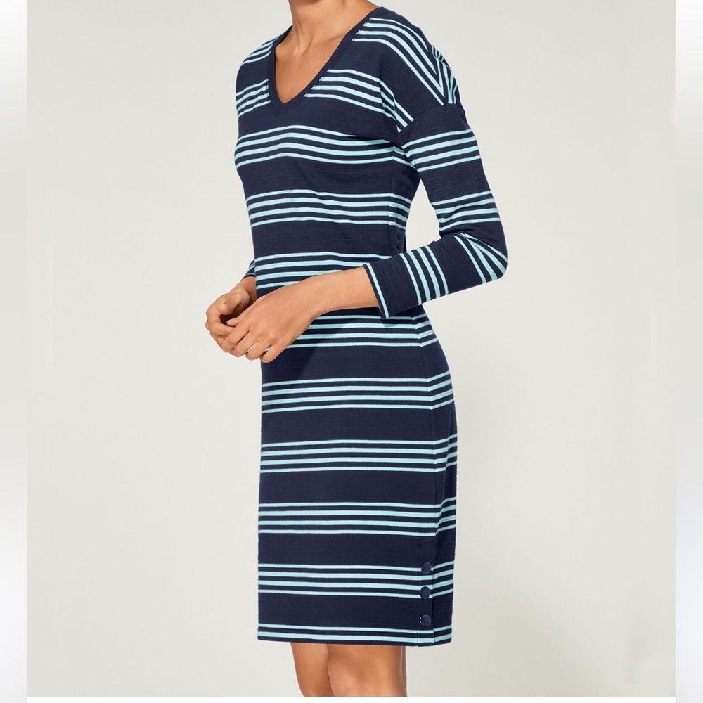 T by Talbots Striped Cotton Modal V-Neck Dress